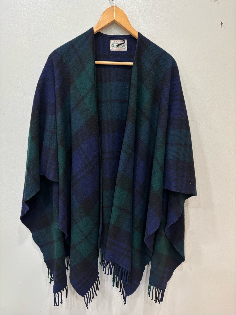 Highland Home Industries Vintage Poncho Lambswool Scotland Plaid One Size